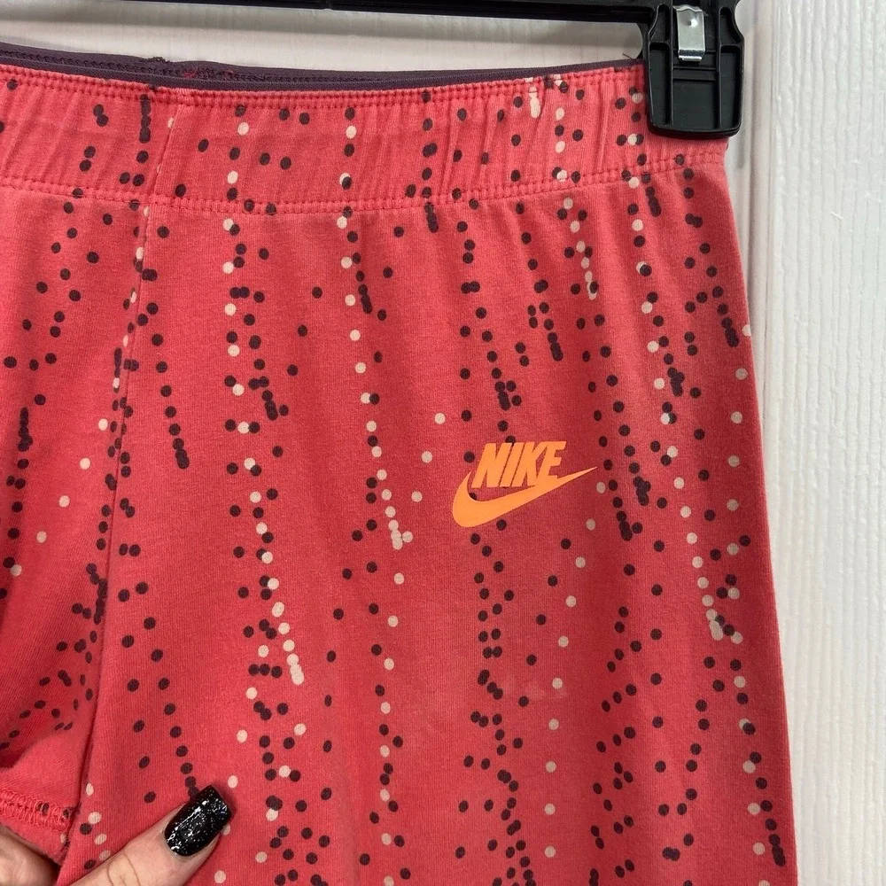 Nike youth‎ coral pull on stretch polka dot print athletic active leggings XL
